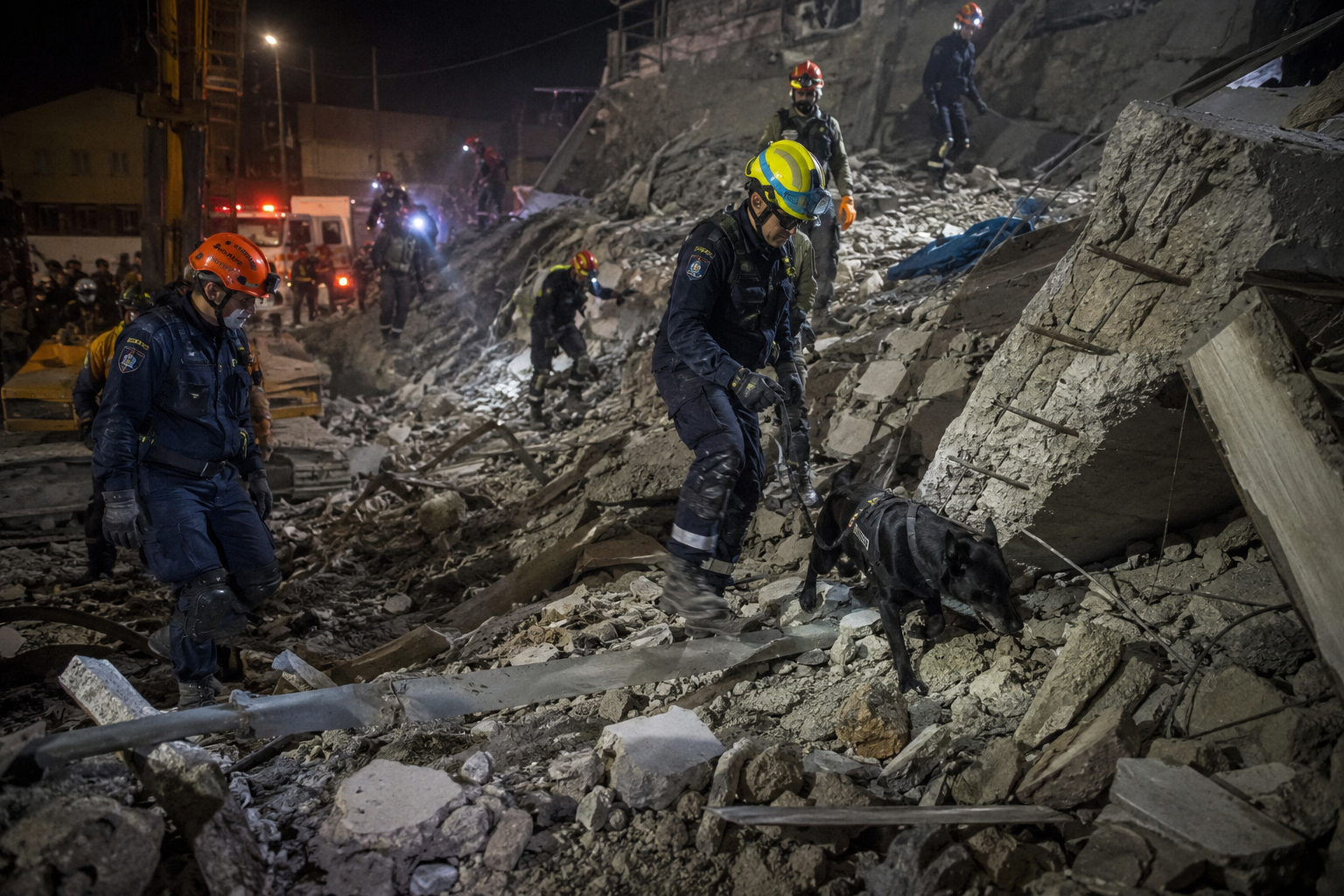 International rescue teams searching for survivors in Venezuela earthquake rubble.
