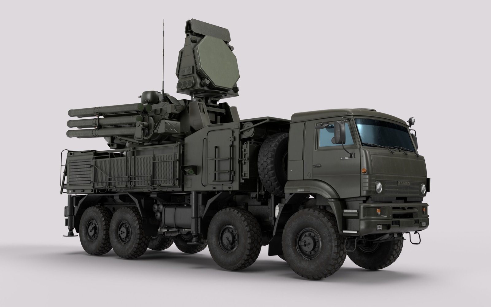 MIM-104 Patriot missile air defense launcher firing interceptor rocket into night sky with tactical radar tracking overlays