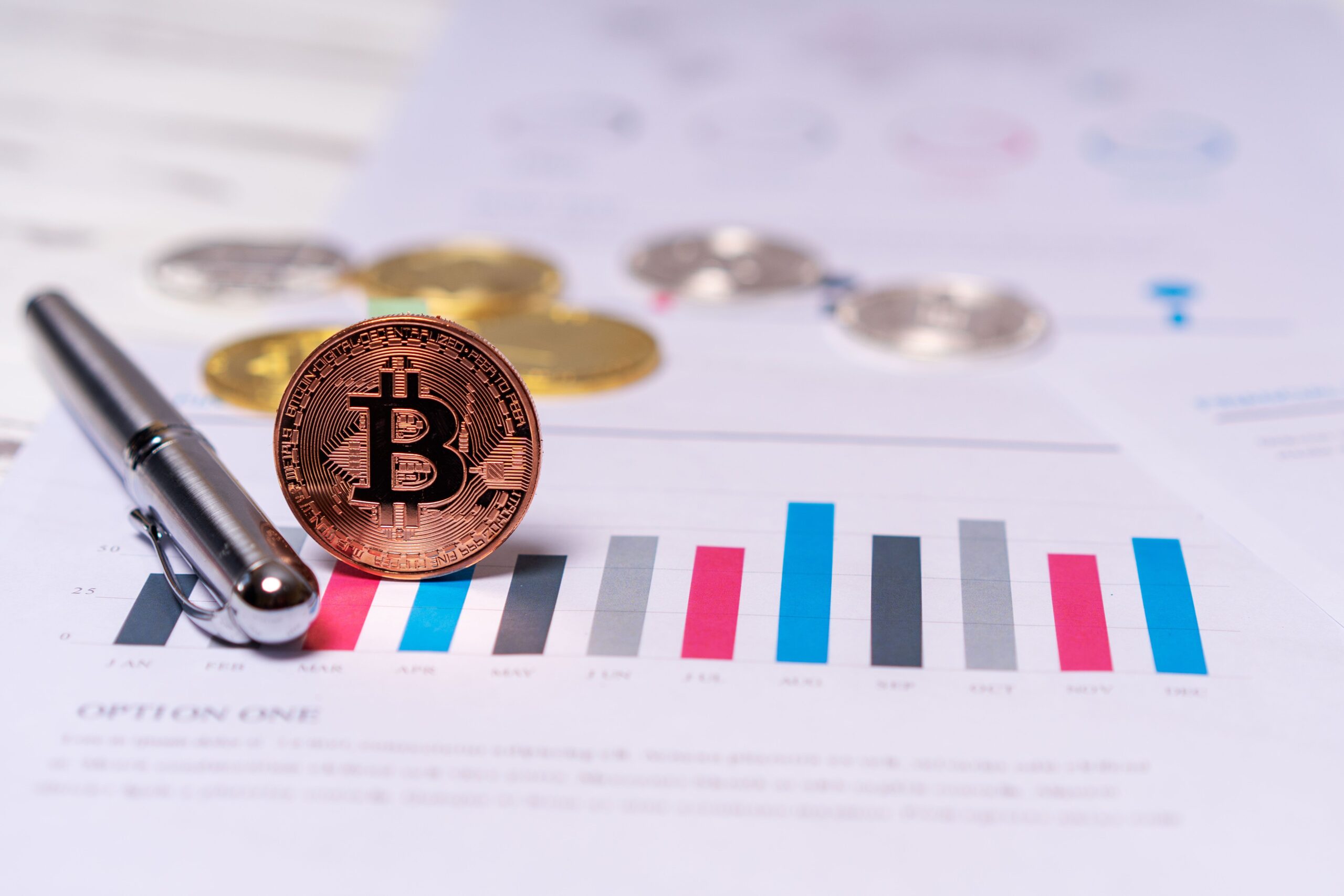 A crisp glowing green cryptocurrency candlestick price chart displayed on a dark sleek smartphone screen held in a hand