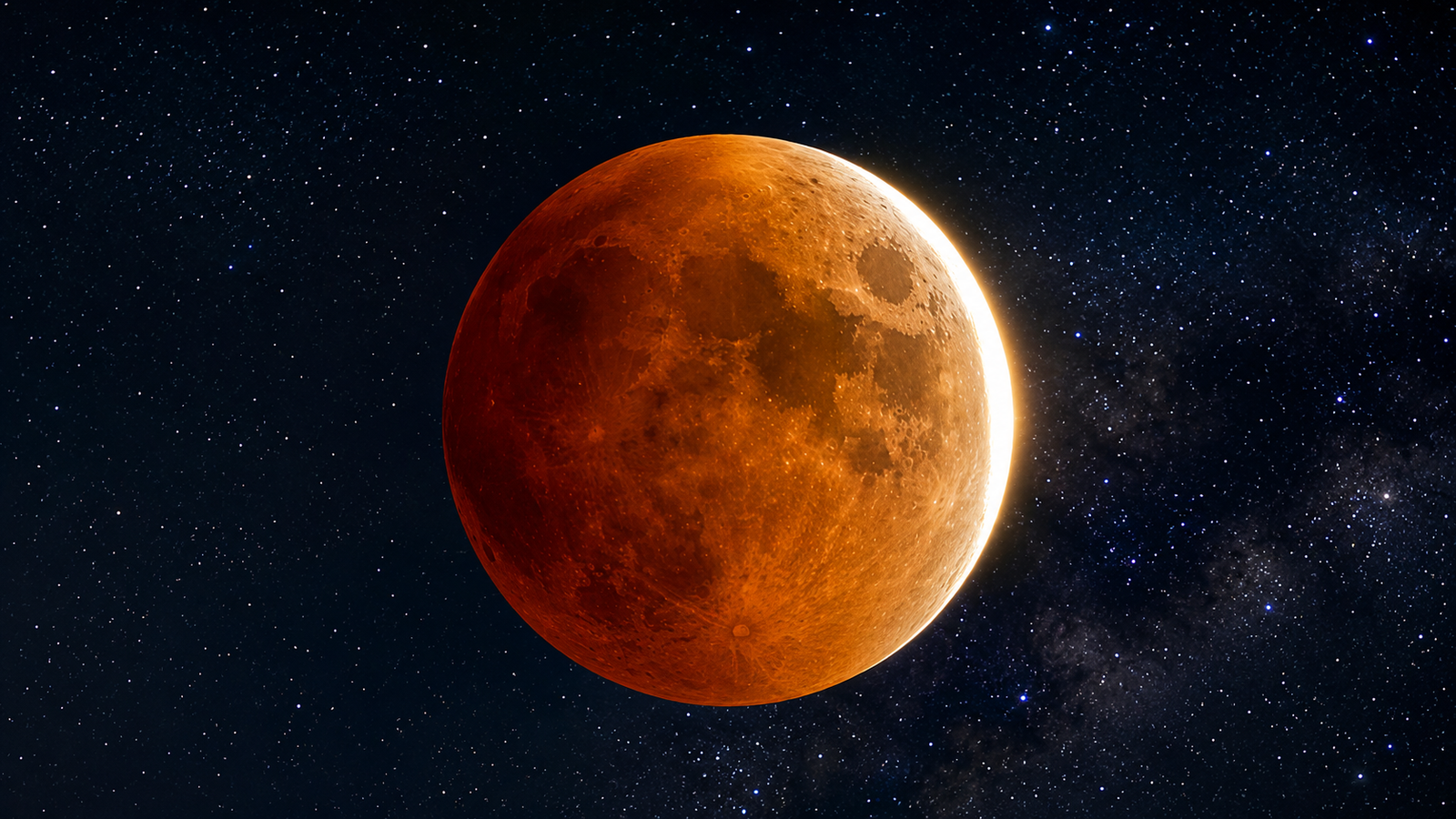 Partial Lunar Eclipse August 2026 showing 96 percent red moon in the night sky