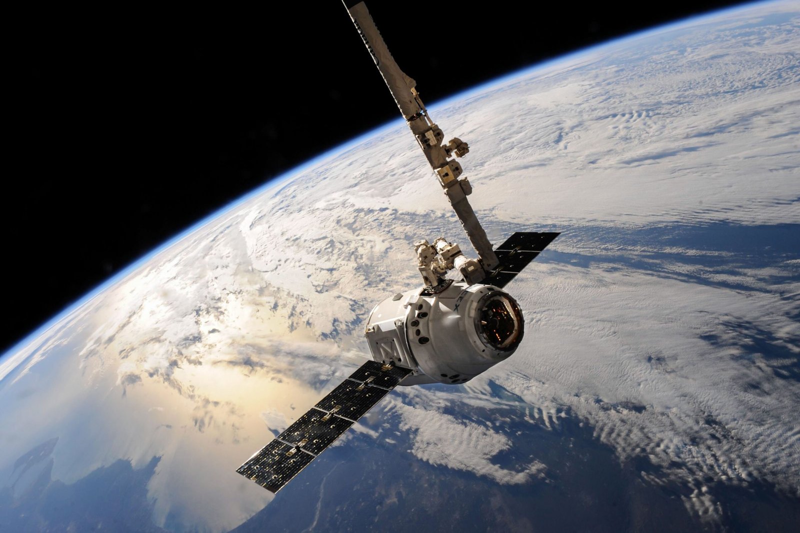 High-resolution Earth observation satellite orbiting in low Earth orbit over digital global mapping telemetry